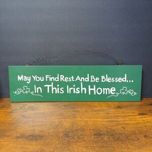 "May You Find Rest And Be Blessed In This Irish Home" Wood 18x5" Sign Home Decor